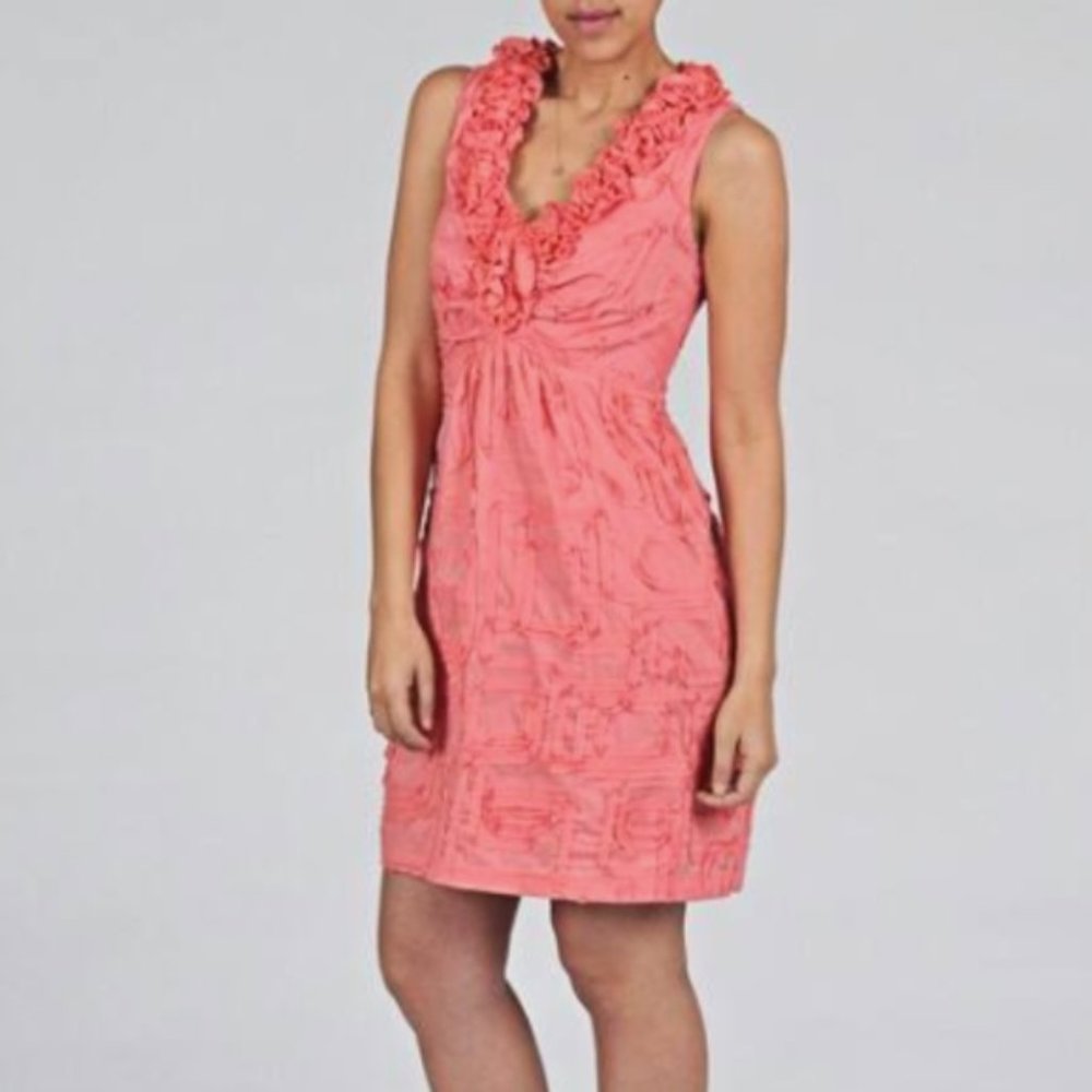 Ruffle Sleeveless V Neck Ruffle dress Coral/Salmon
